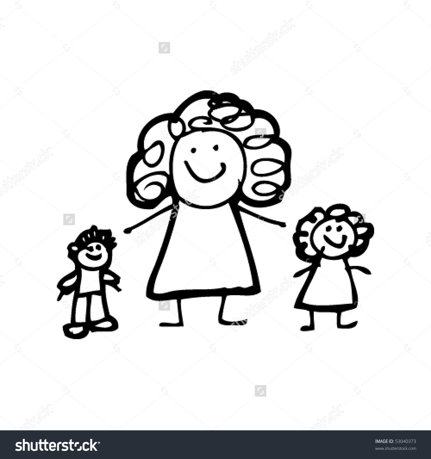 1500x1600 Mother With Child Drawing Childs Drawing Mother Children Stock