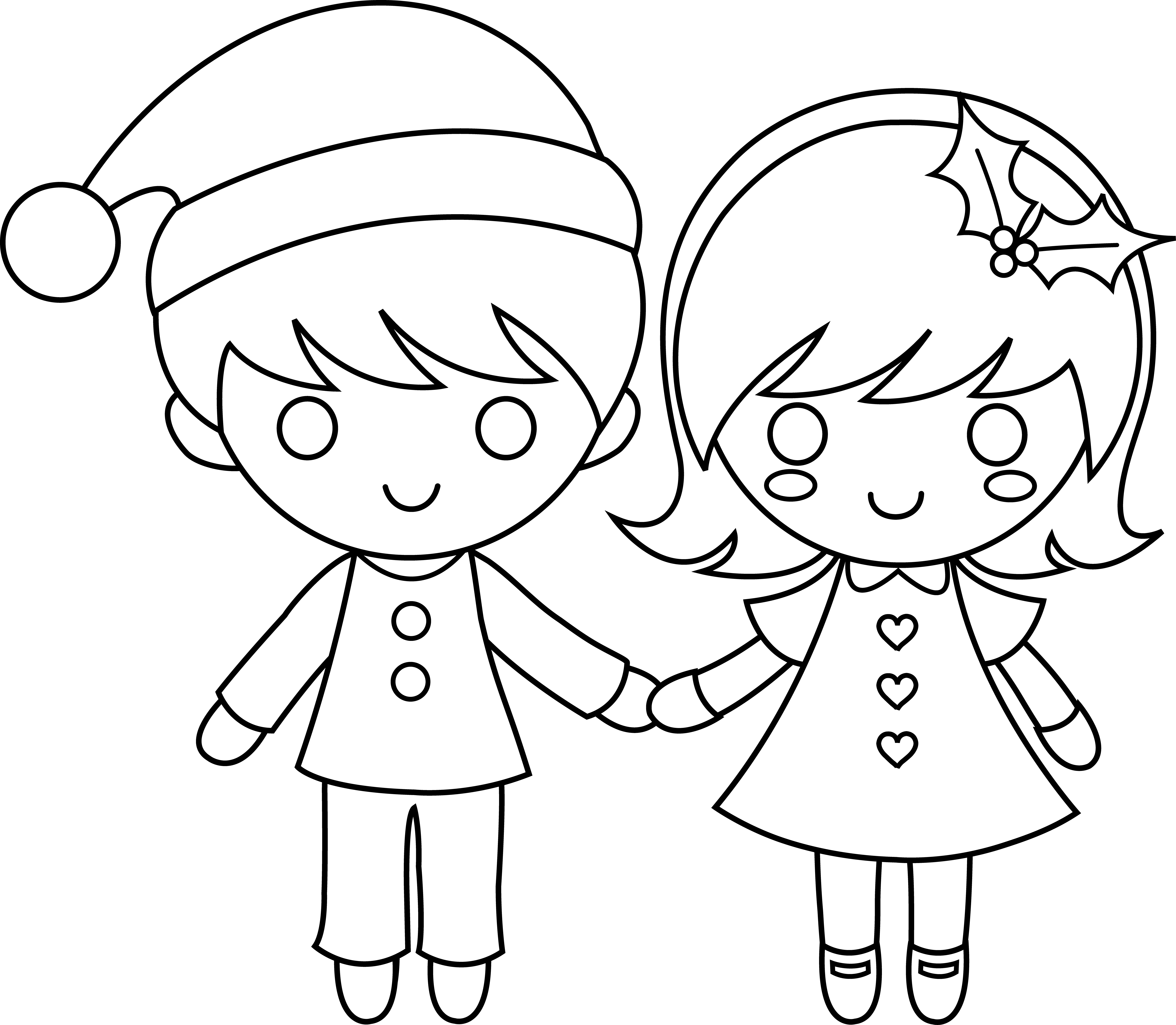 7074x6164 Christmas Kids Line Art