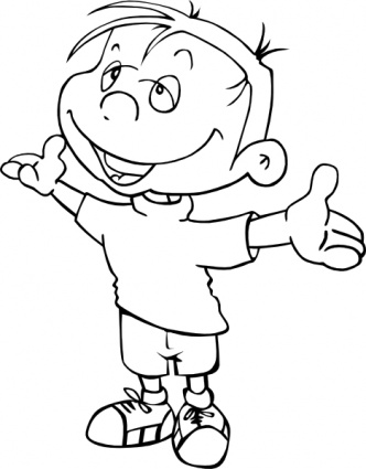 332x425 Outline Open People Boy Kid Person Arms Standing Vector, Free