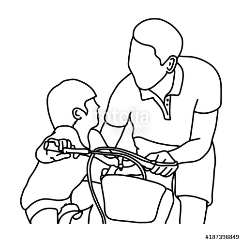 500x500 Child Learning To Ride A Bike With His Father Vector Illustration