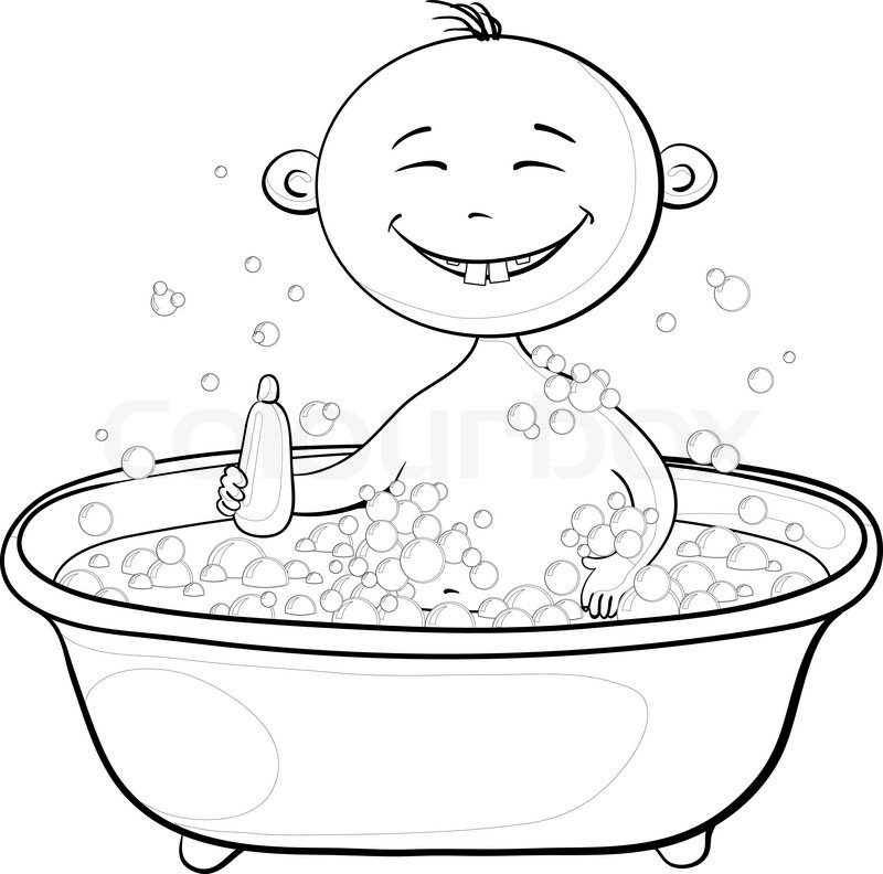 800x792 Cartoon, Contours Cheerful Smiling Child Sitting In A Bath