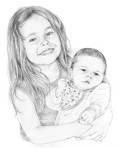 409x510 Family Pencil Portrait Drawing
