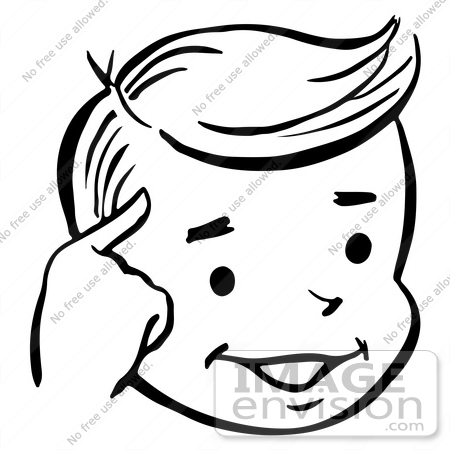 450x450 Child Thinking Clipart Black And White