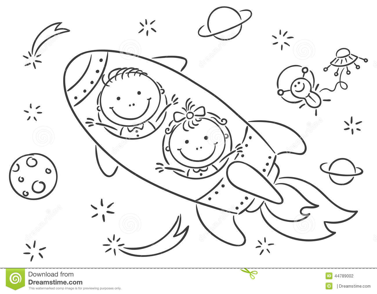 1300x1014 Space Drawing For Kids Children Drawing Space Planet Rocket Stock