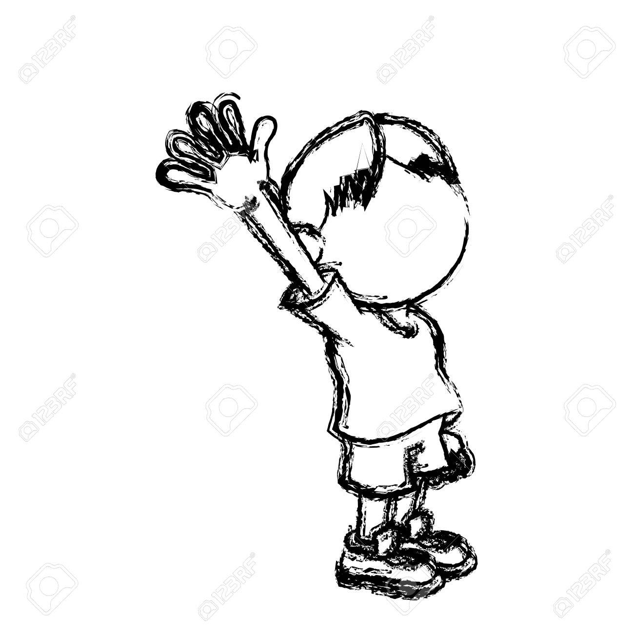 1300x1300 Childhood Boy No Face Standing Funny Sketch Vector Illustration