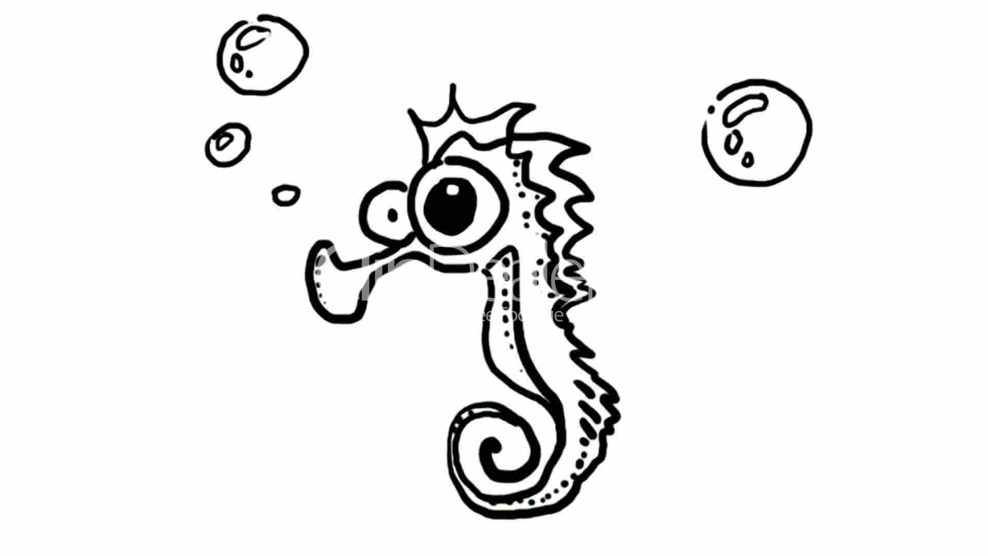 1920x1080 Drawing Of Hippocampus Sea Horse,hand Painting Video Material