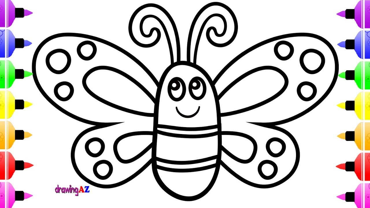 1280x720 How To Draw Cute Butterfly For Kids Amp Art Drawing And Coloring