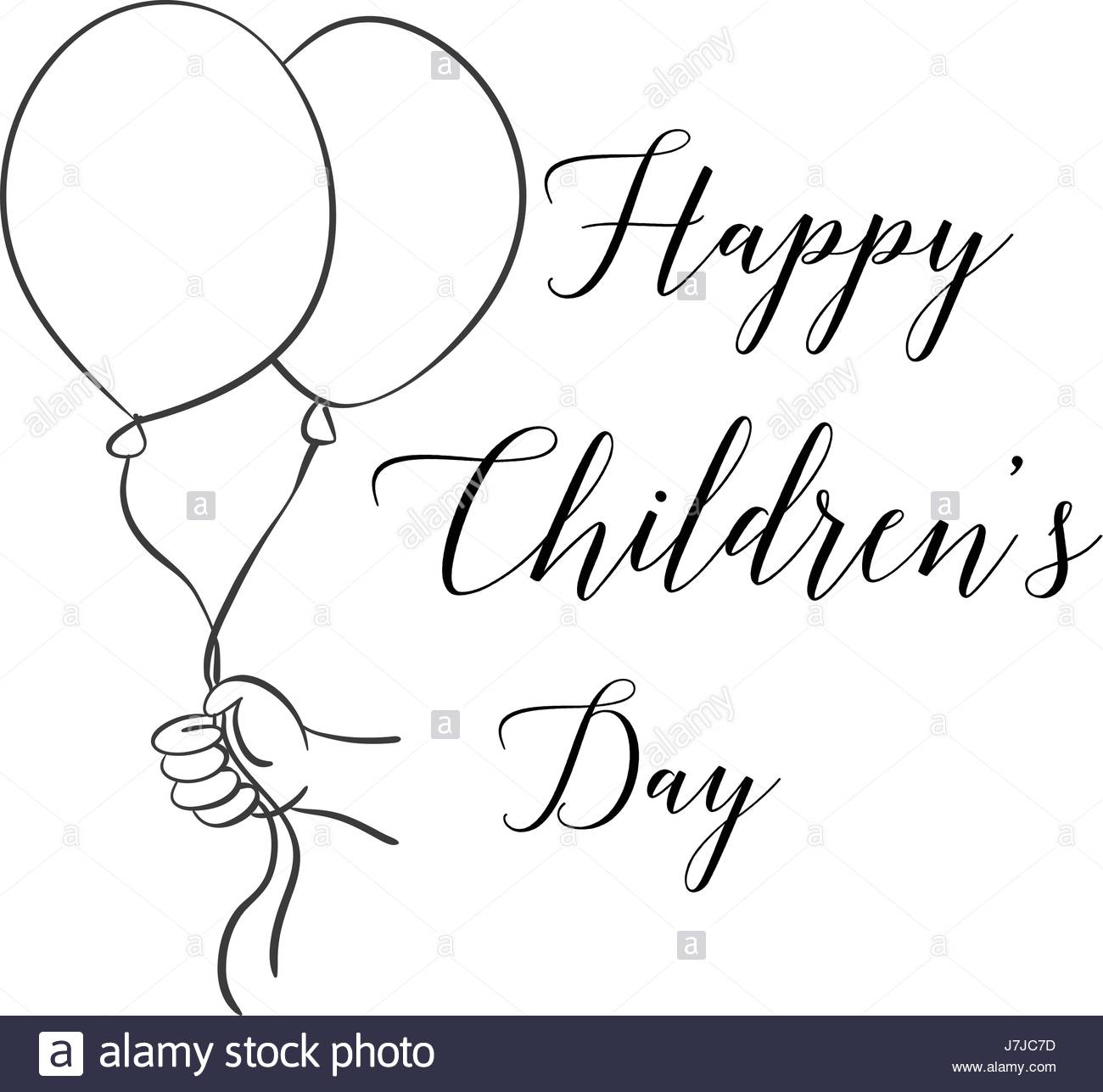 1300x1287 Childrens Day With Balloon Hand Draw Stock Vector Art
