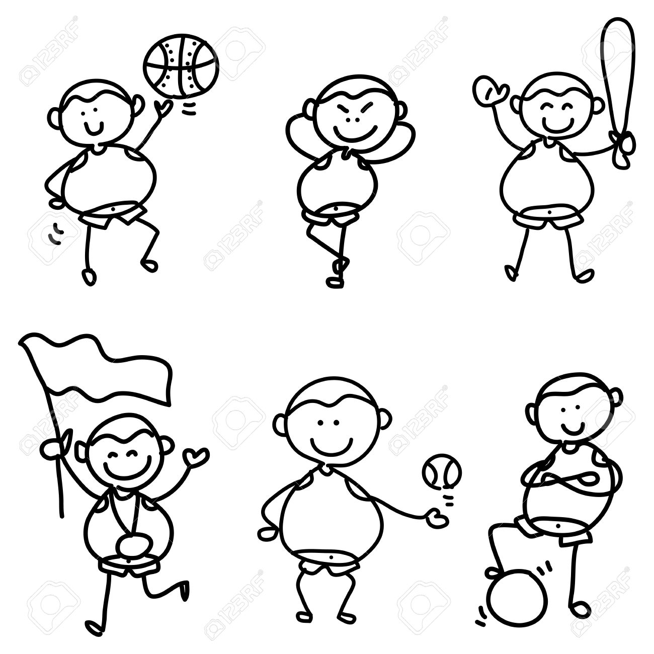 1300x1300 Cartoon Hand Drawing, Children Sport Icon Royalty Free Cliparts