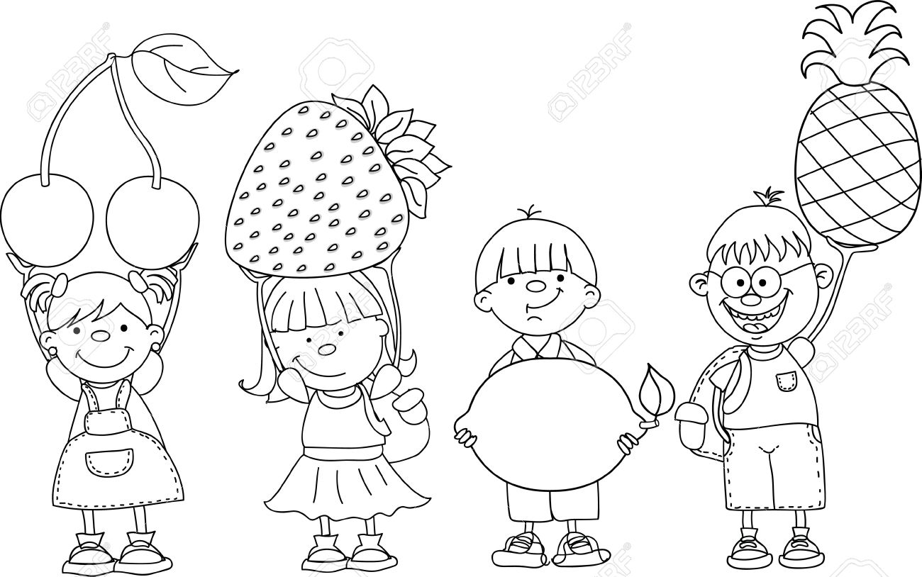 1300x814 Cartoon Children With Fruits Royalty Free Cliparts, Vectors,