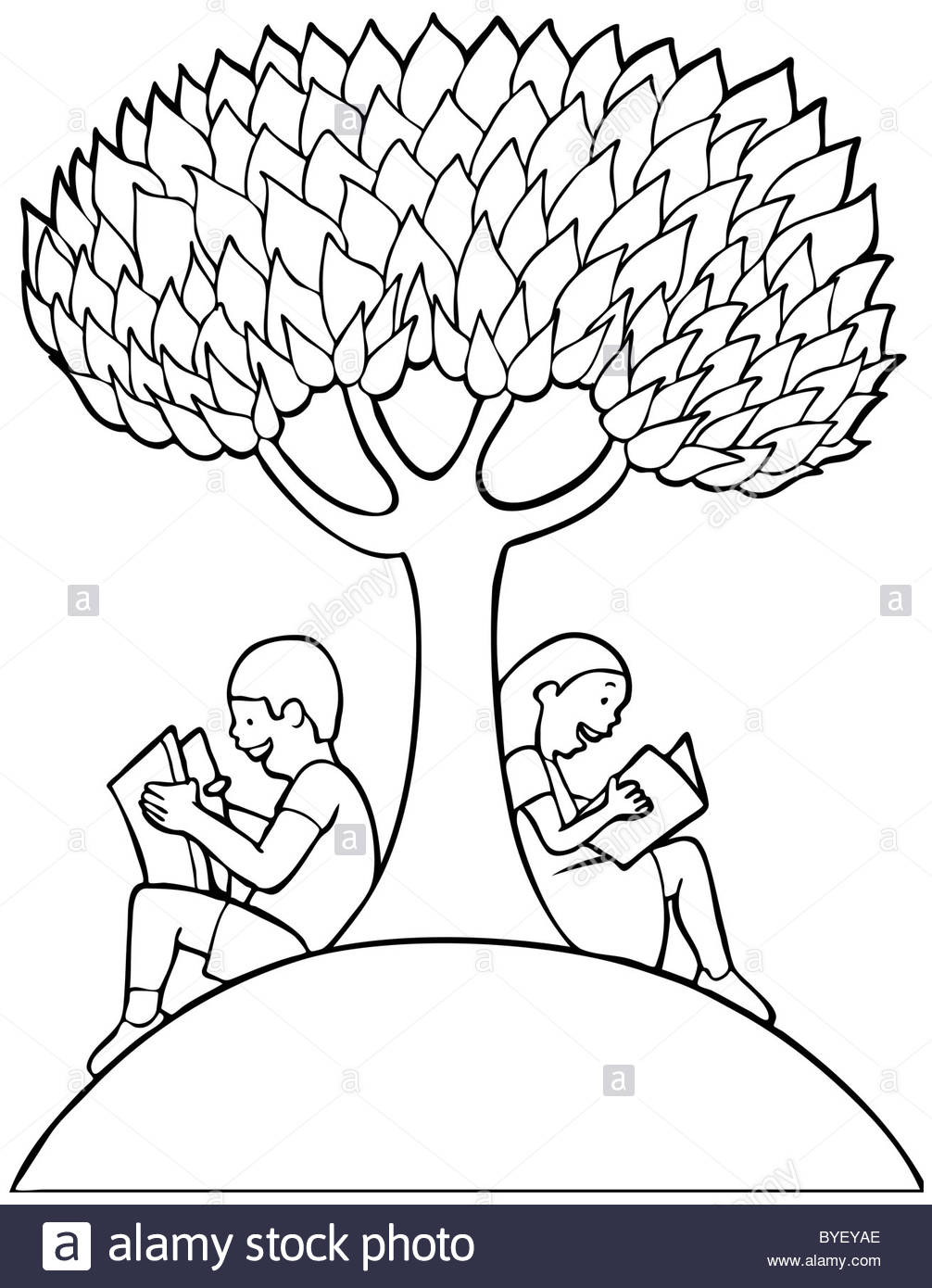 1006x1390 Children Reading Books Under A Tree