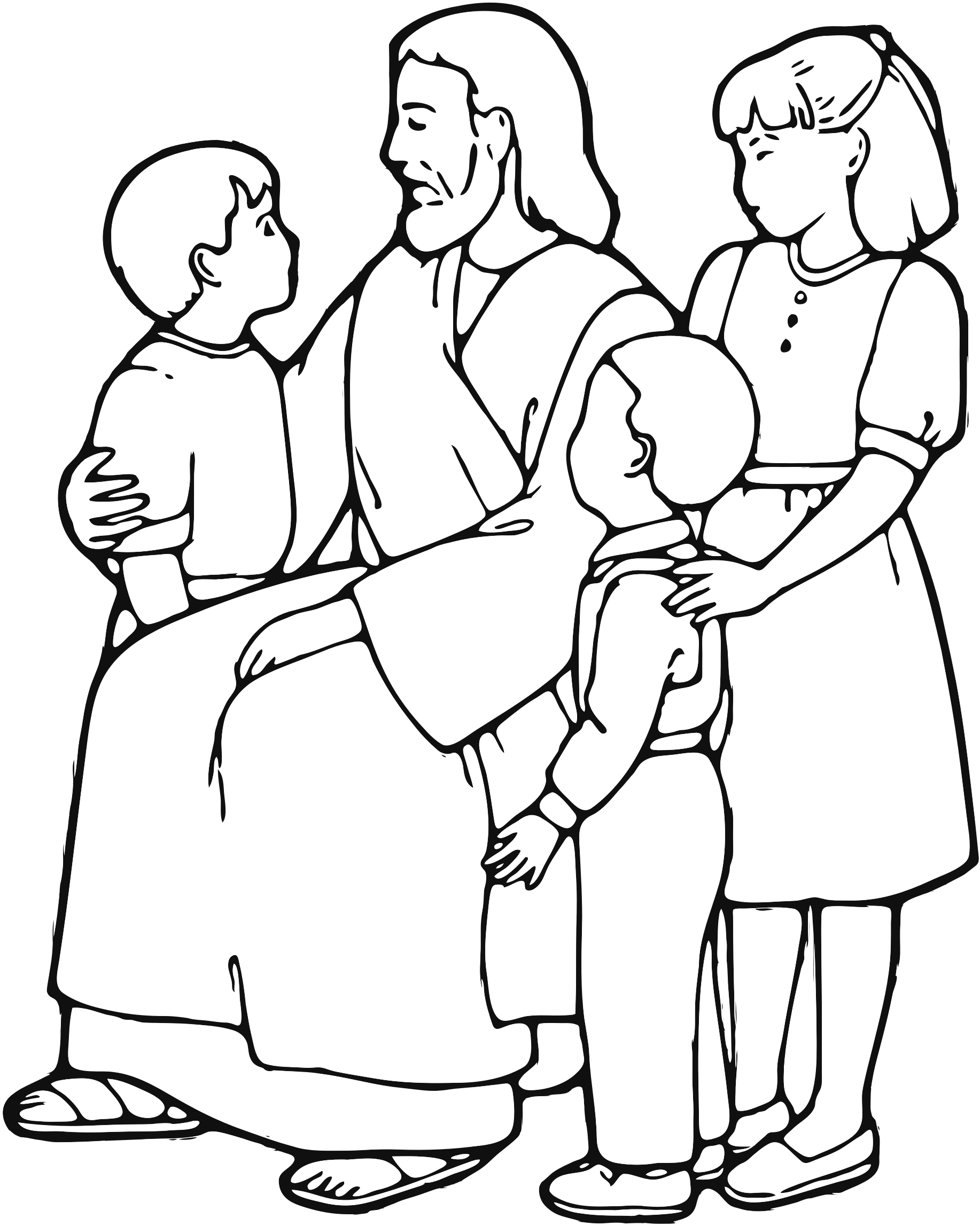 1834x2295 Jesus Teaching Children Line Art By @gdj, From Pixabay.,