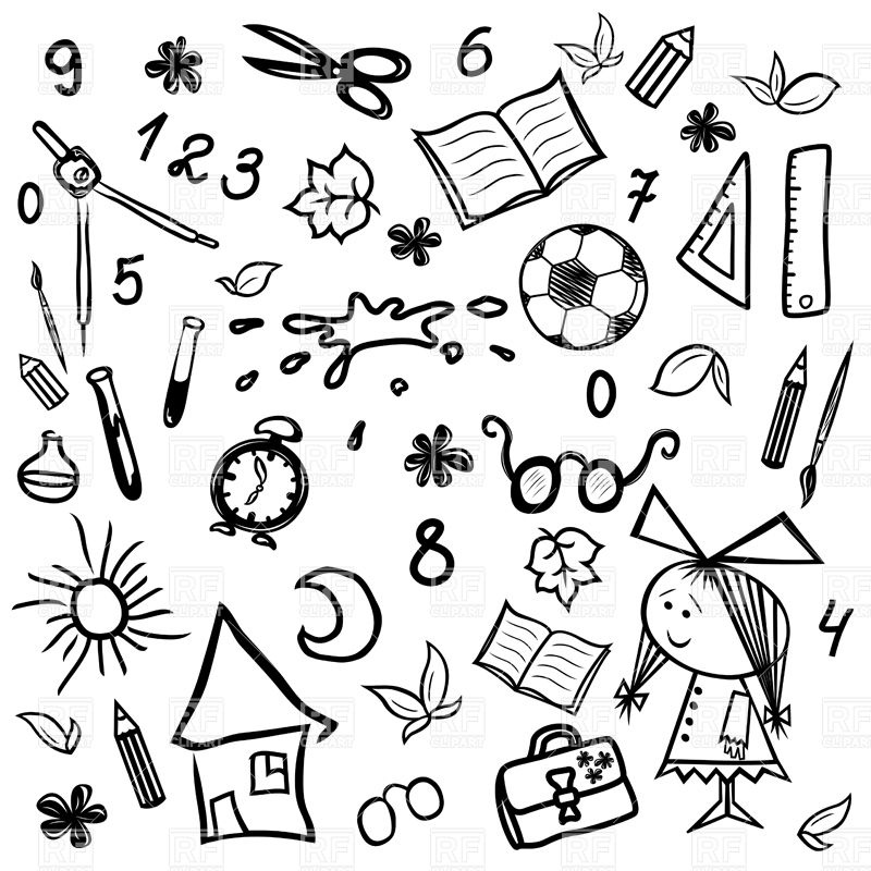 800x800 School And Education Symbols, Childish Drawing Royalty Free Vector