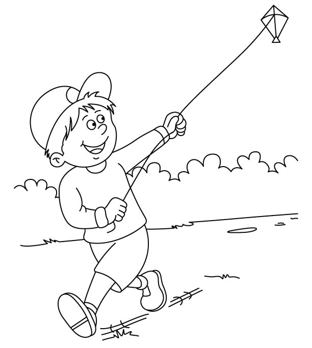 612x683 Pictures Of Children Flying Kites Flying Kite Coloring Page1