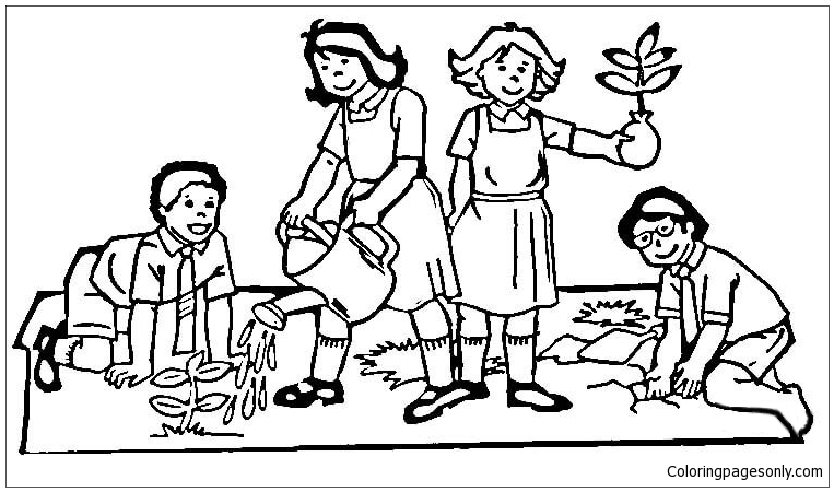 763x450 Children Of The World Do Planting Tree Coloring Page