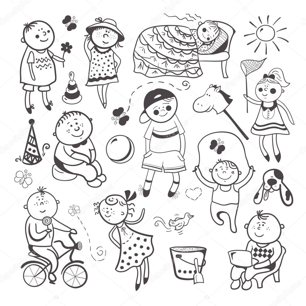 1024x1024 Children Play With Toys Stock Vector Meowudesign