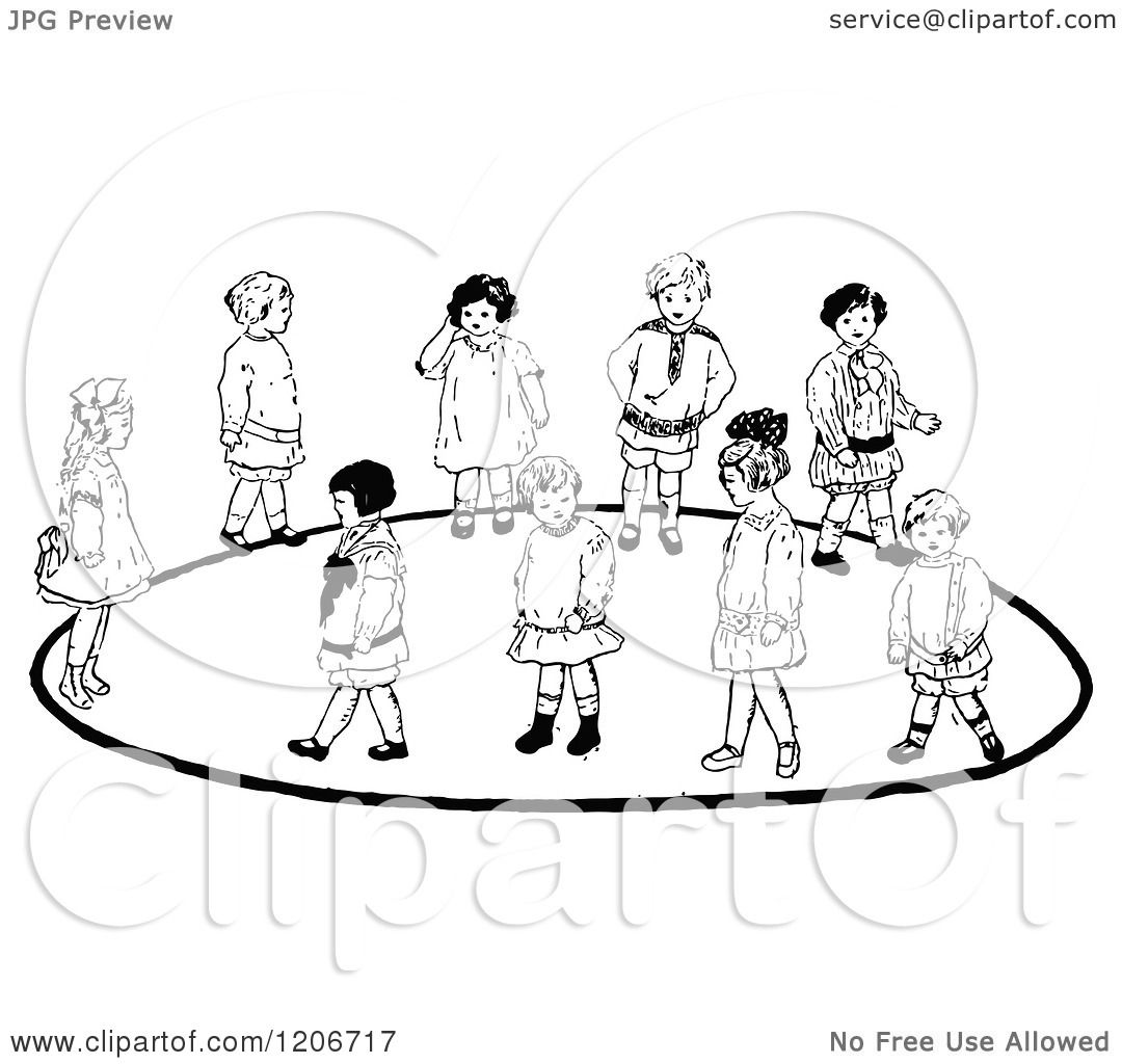 1080x1024 Clipart Of Vintage Blacknd White Group Of Children Playing