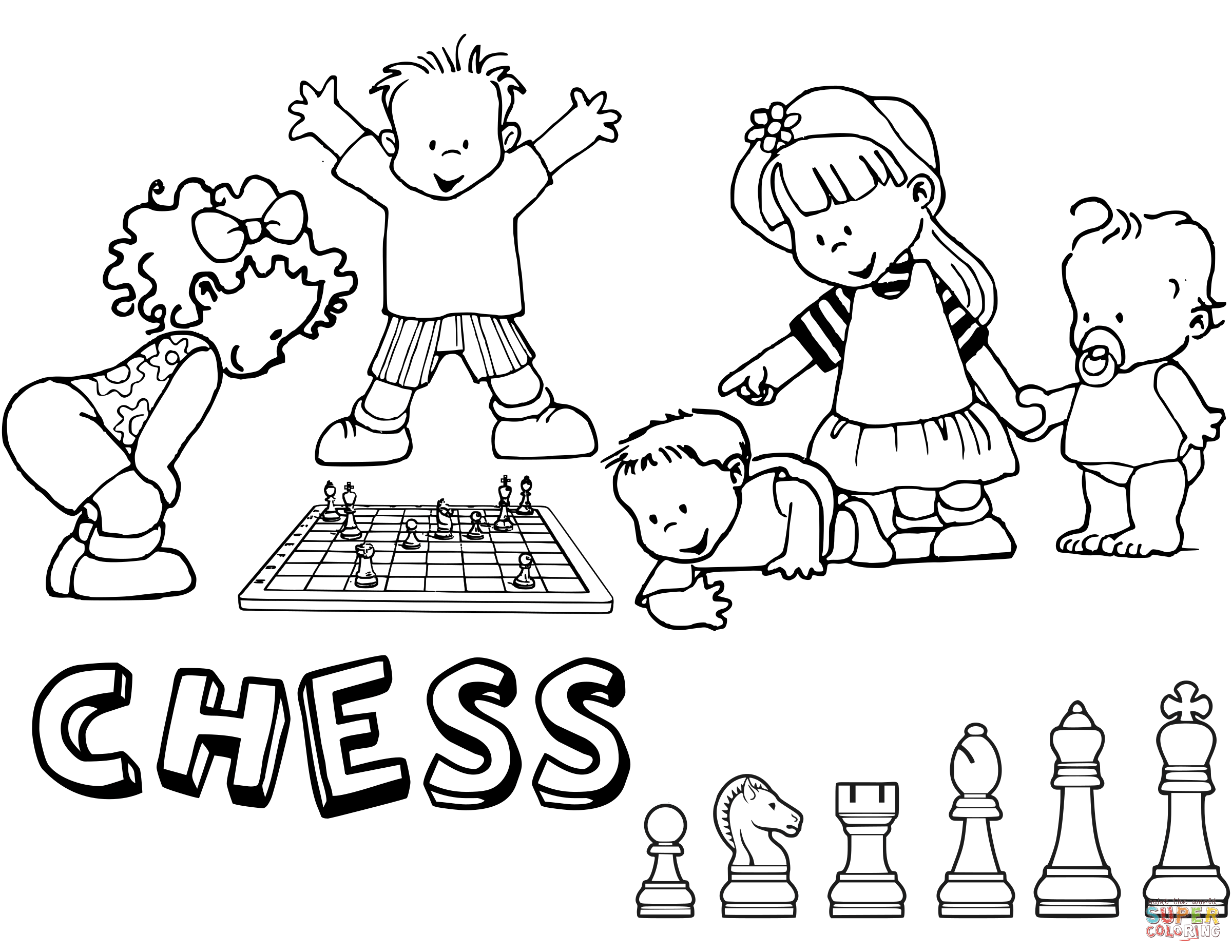 2400x1855 Children Playing Chess Coloring Page Free Printable Coloring Pages