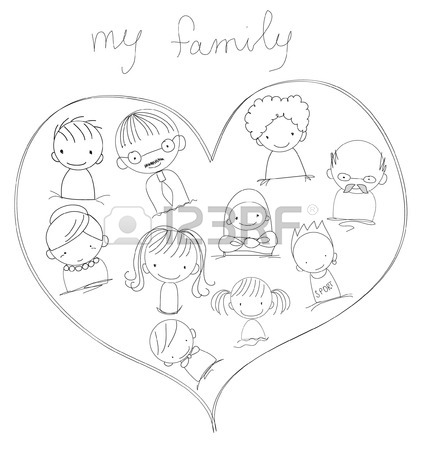 422x450 Children's Drawings Of Doodle Family, Animals, People Royalty Free