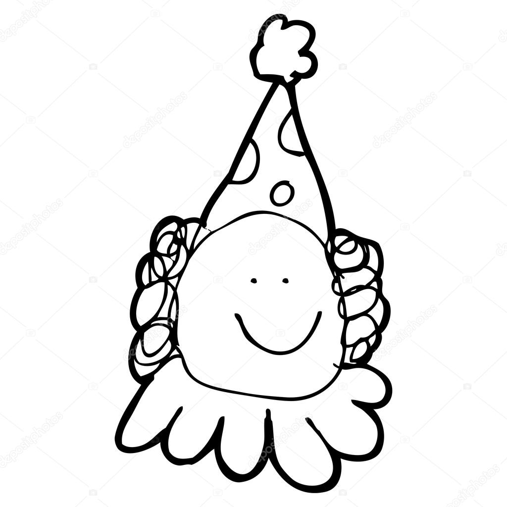 1024x1024 Child's Drawing Of A Clown Face Stock Vector Lineartestpilot