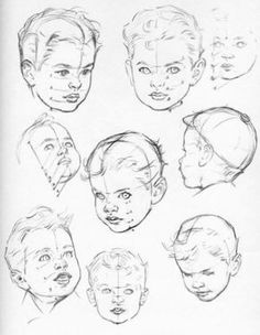 236x304 Drawing Childs' Head. Vintage Illustrations