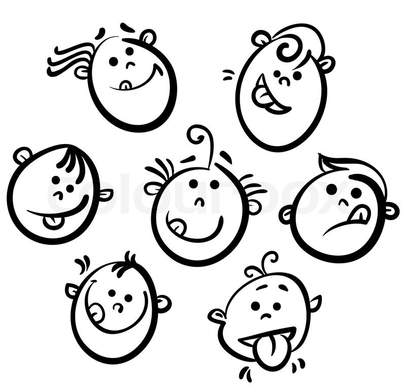 800x767 Kid Face Cartoon Icons Stock Vector Colourbox