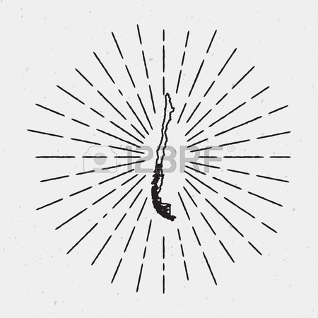 450x450 Retro Sunburst Hipster Design. Chile Map Surrounded By Vintage