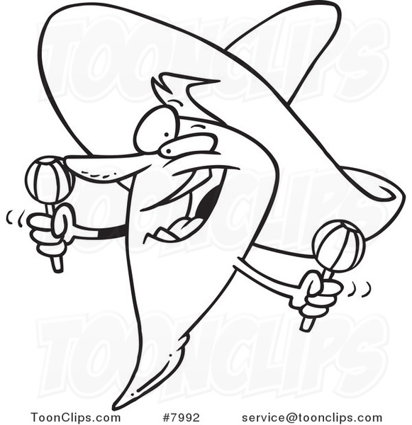 581x600 Cartoon Black And White Line Drawing Of A Mexican Chili Pepper