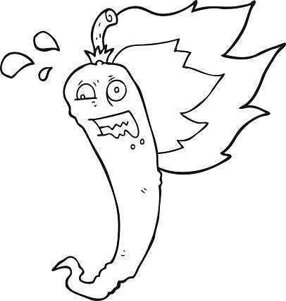 406x426 Hot Chilli Pepper Black And White Cartoon Premium Clipart