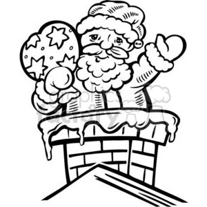 300x300 Royalty Free Santa Going Down The Chimney 381138 Vector Clip Art