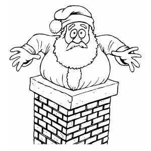300x300 Santa Stuck In Chimney Coloring Page