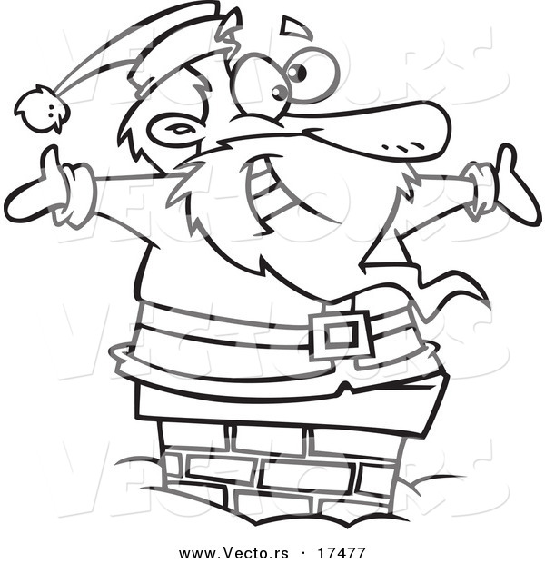 600x620 Vector Of A Cartoon Black And White Outline Design Of Santa