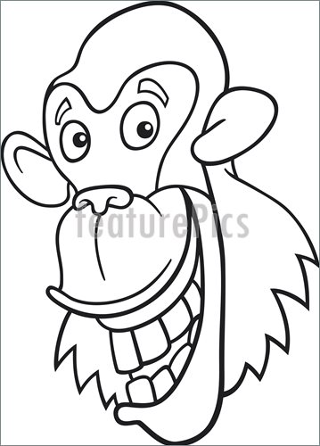 359x500 Illustration Of Chimpanzee For Coloring Book