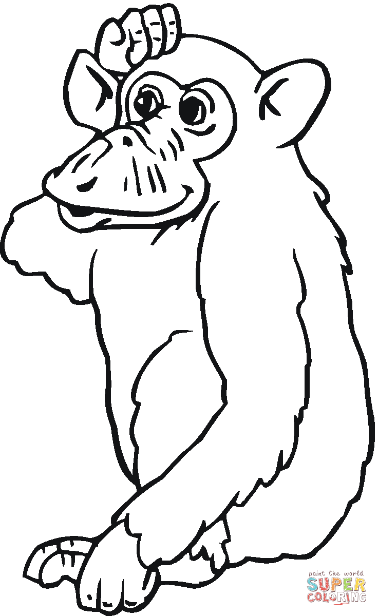 736x1200 Chimpanzee Coloring Book Printable In Beatiful Page Draw 7