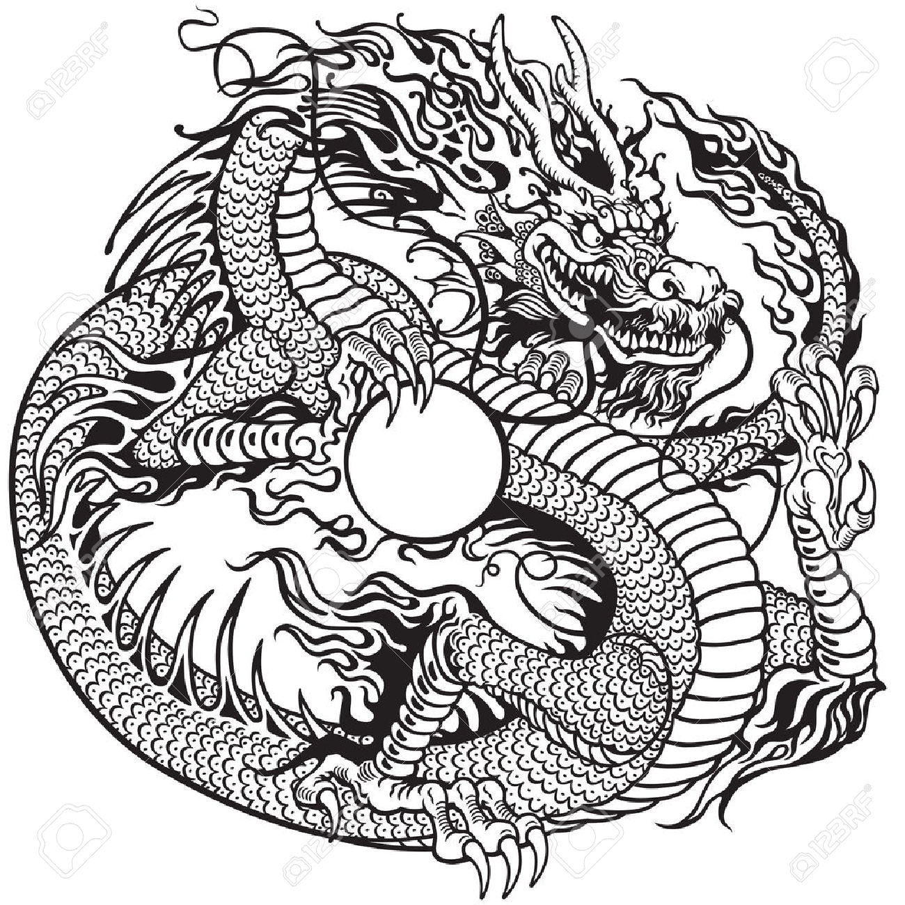 1300x1300 Chinese Dragon Tattoo Stock Photos. Royalty Free Business Images