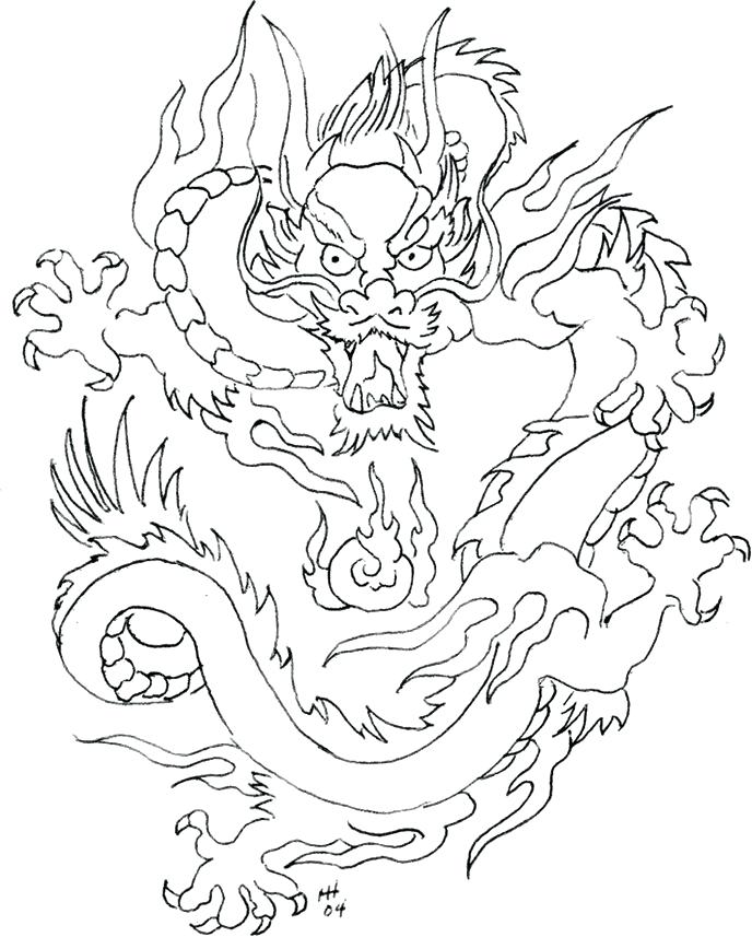 688x857 Dragon Head Coloring Page Drawn Dragon Printable 1 Chinese Dragon