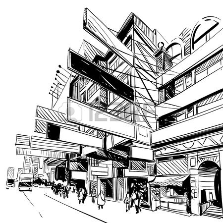 450x450 China City Sketch, Design. Illustration Royalty Free Cliparts