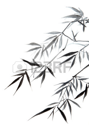 300x450 Bamboo Leaf , Traditional Chinese Calligraphy Art Isolated