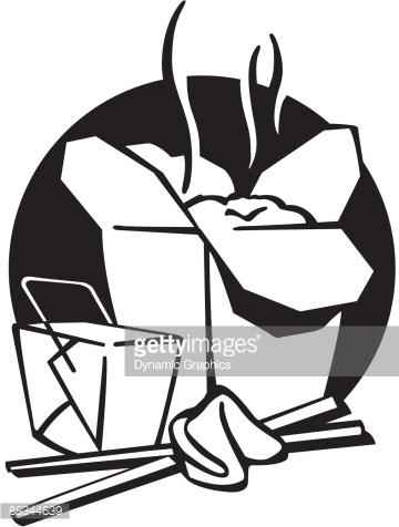 360x476 Chinese Take Out Box, Chopsticks And Cookie