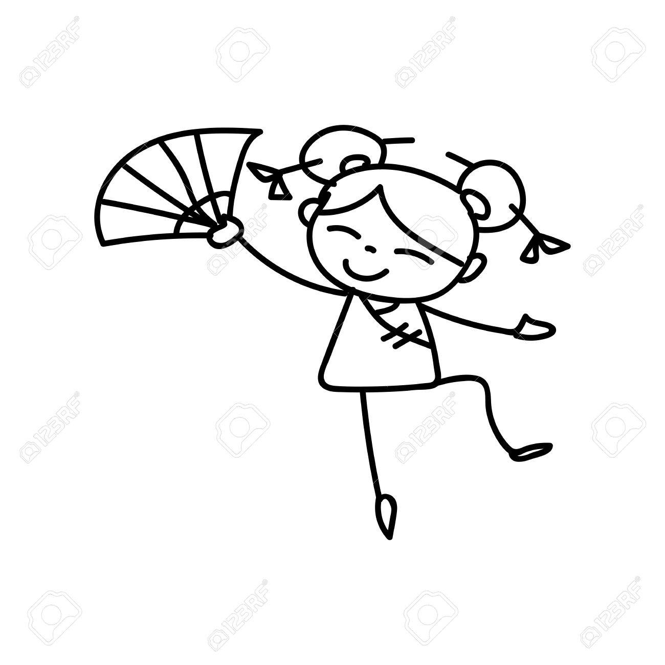 1300x1300 Hand Drawing Chinese New Year Cartoon Character Happiness Concept