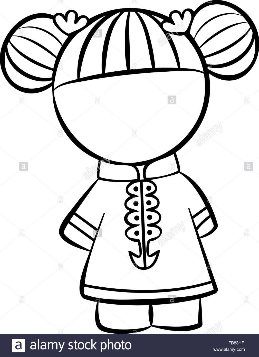 1009x1390 Line Drawing Of A Little Chinese Girl Character Stock Vector Art