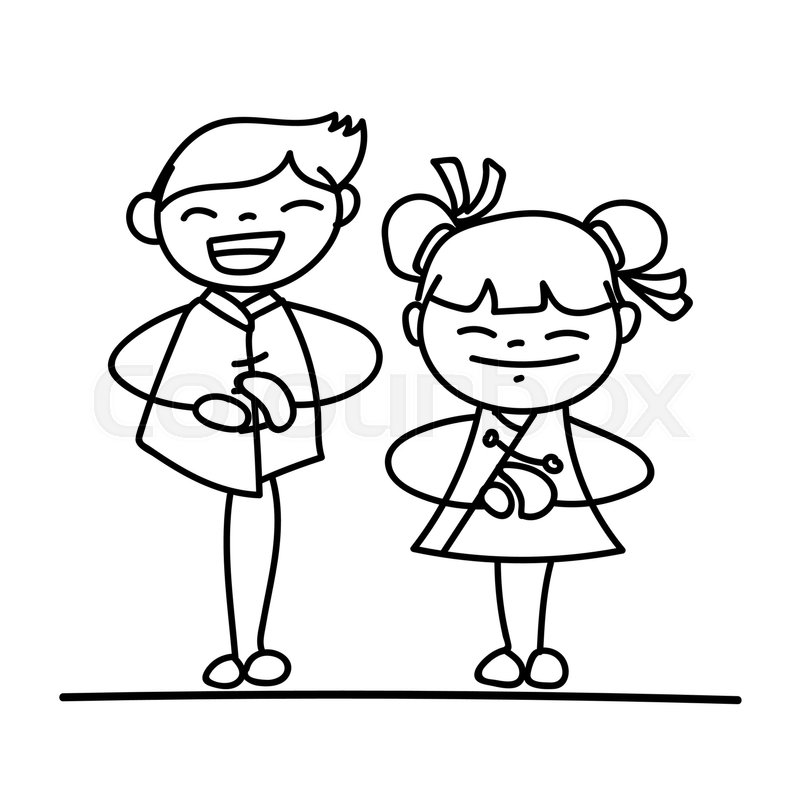 800x800 Set Of Hand Drawing Cartoon Character Chinese People And Kids