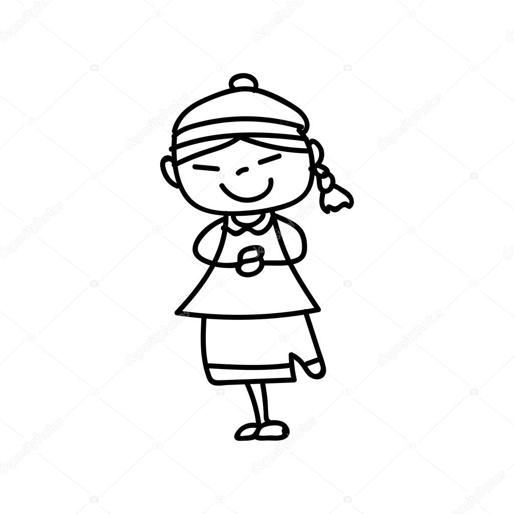 1024x1024 Hand Drawing Chinese New Year Cartoon Character Stock Vector