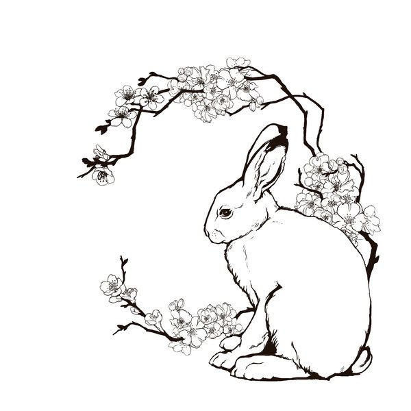 600x600 Collection Of Free Rabbit Lineart Tattoo Design