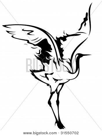 352x470 White Crane Japanese Drawing Create A Lightbox Cranes