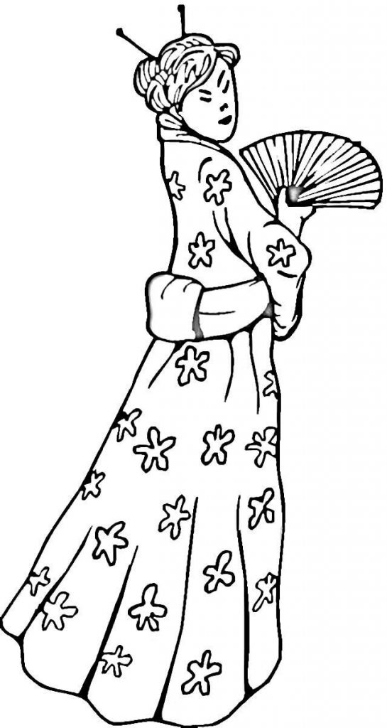 545x1024 Chinese Culture Woman Coloring Page