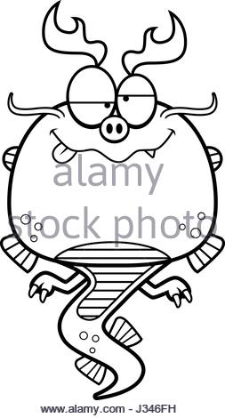 253x470 A Cartoon Illustration Of A Chinese Dragon Looking Scared Stock