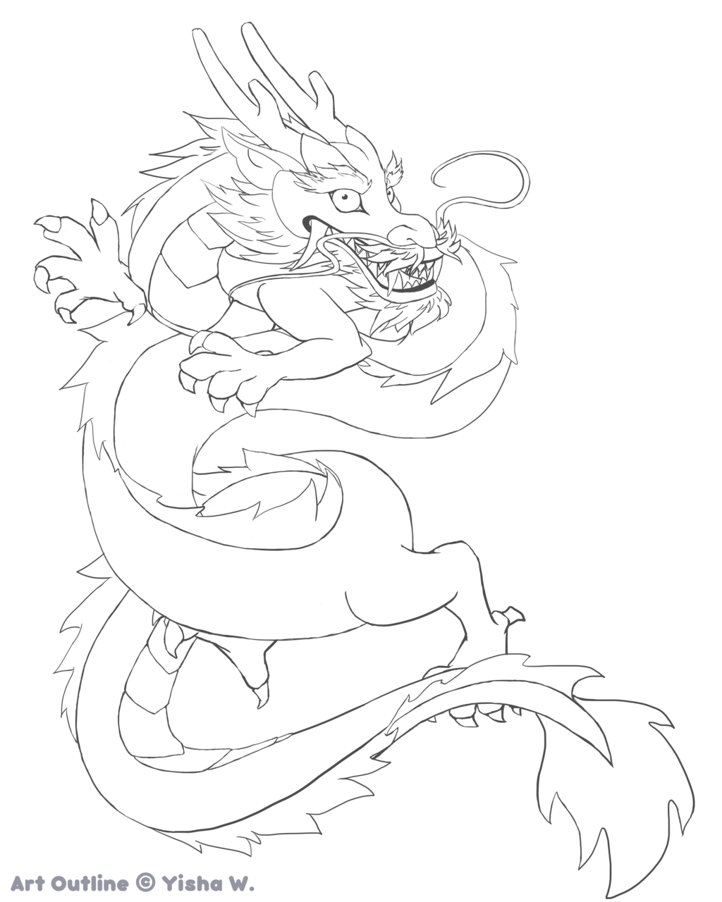 1024x1280 Chinese Dragon Outline By Hellopandagirl