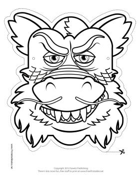 281x364 Printable Chinese Dragon Mask To Color Mask