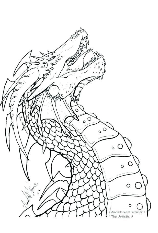 618x912 Dragon Head Coloring Page